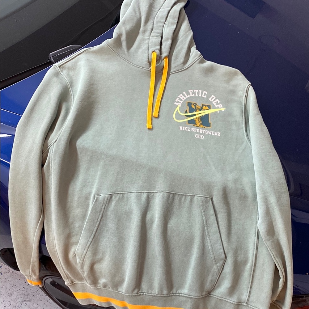 Nike Gray Hoodie with Yellow Accents